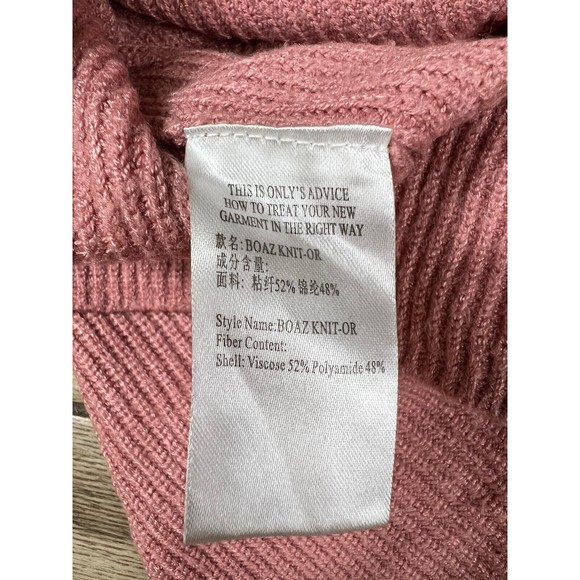 Women's Ribbon Tie Back Sweater Knit Small Top Pink Peach - Picture 13 of 14